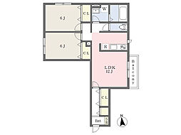 クラージュ 2LDKの間取図画像
