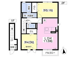 レザンヴェルジェ 2LDKの間取図画像
