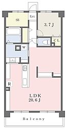 ヴェルビュ鶴見坦 1LDKの間取図画像