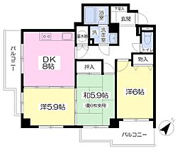 ラフォリア 3DKの間取図画像
