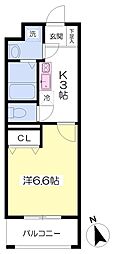 グランピュア・カミヤ 1Kの間取図画像