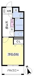 グランピュア・カミヤ 1Kの間取図画像