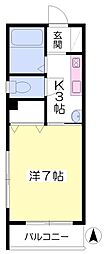 ヴィラ鈴村 1Kの間取図画像