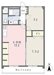 シャンシュール山越 2LDKの間取図画像