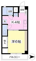 みよハイツパート2 1Kの間取図画像