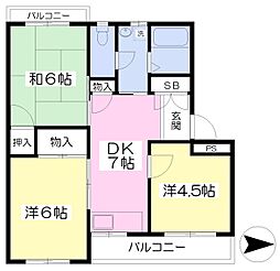 松風ビル 3DKの間取図画像