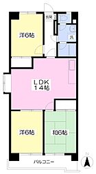 グリーンハイツ朝日ケ丘 3LDKの間取図画像