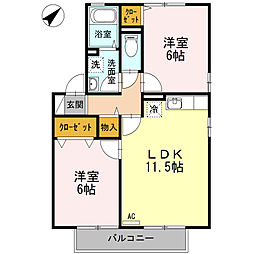 ラ・メールB 2LDKの間取図画像