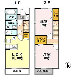 ピアチェーレ久万ノ台D 2LDKの間取図画像