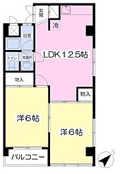 第8成田マンション 2LDKの間取図画像