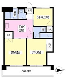 オックスフォードサーカス竹原 3DKの間取図画像