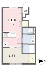 松山市土手内アパート 1LDKの間取図画像