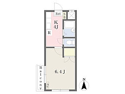 ベルメゾン山越 1Kの間取図画像