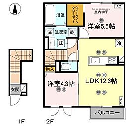 Vento Lien B棟 2LDKの間取図画像