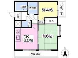 ロイヤルアネックスベイフロント 11階2DKの間取り