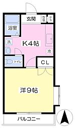 サンライズ 1Kの間取図画像
