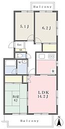 三愛ハイツ 3LDKの間取図画像