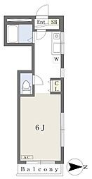 KBコート土居田1 ワンルームの間取図画像