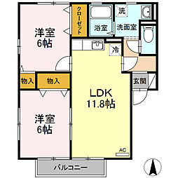 インペリアル・ヴィラA 2LDKの間取図画像