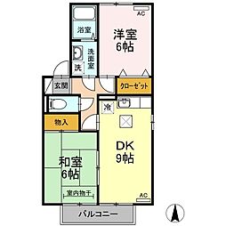 セジュール石井B 2DKの間取図画像