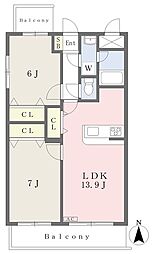 BraimKurania 2LDKの間取図画像