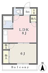 ヴィラ・アンソレイエ東温2 1LDKの間取図画像