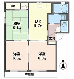 エーデルハイム栗田A 3DKの間取図画像