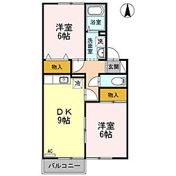 エクレールSYOUB 2DKの間取図画像