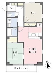 フォブールたまい 2LDKの間取図画像