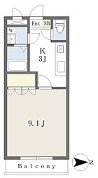 カーサフローラ1 1Kの間取図画像