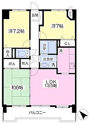 ACTY梅本2 3LDKの間取図画像