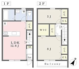 東温市志津川アパート 2LDKの間取図画像