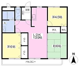 エクセレンス土居田 3LDKの間取図画像