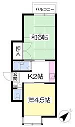 メゾンビッグ1 2Kの間取図画像