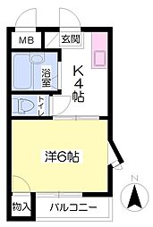 メゾン上野 3階1Kの間取り