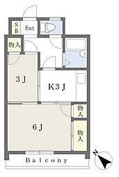 ヴィラ・アンソレイエ東温2 2Kの間取図画像