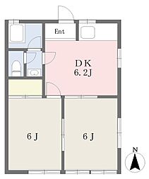 中西コーポ 2DKの間取図画像