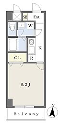 伊予鉄道郡中線 土橋駅 徒歩4分の賃貸マンション 2階1Kの間取り