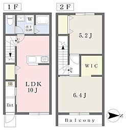 伊予鉄道高浜線 山西駅 徒歩8分の賃貸アパート 1階2LDKの間取り
