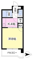 てらかわビル 1Kの間取図画像