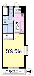 ハーモニーコート末光 1Kの間取図画像