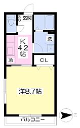 レジデンスコサカ 1Kの間取図画像