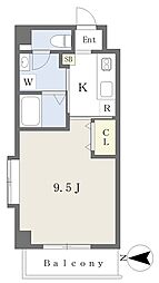 グランテージ千舟 1Kの間取図画像