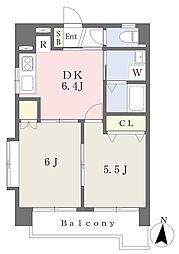 パレ・グラン室町 2DKの間取図画像