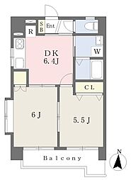 パレ・グラン室町 2DKの間取図画像