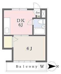 グランドールたらお 1DKの間取図画像