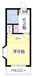 ラポール拓川 1Kの間取図画像