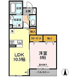 レーヴ・リボンYK 1LDKの間取図画像