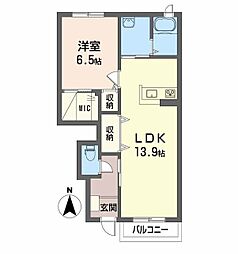 サリーレ・ピーノ南吉田A 1LDKの間取図画像
