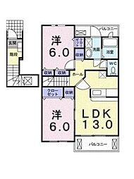 コミュニティーY・KB 2LDKの間取図画像